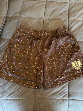 Baseball Lifesyle 101 Black Splatter Athletic Shorts with Logo